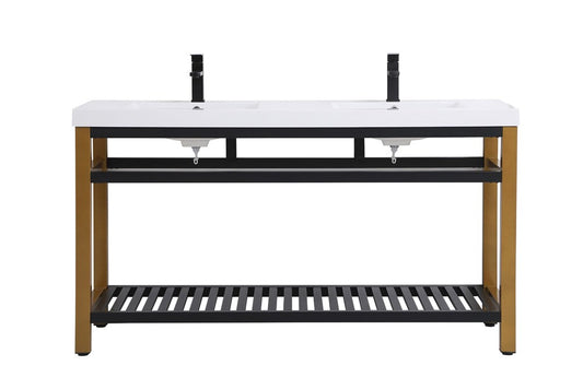 Elegant Furniture & Lighting - Raya 60 inch Double Bathroom Metal Vanity in Golden Black - VF14060DGB veiw 1