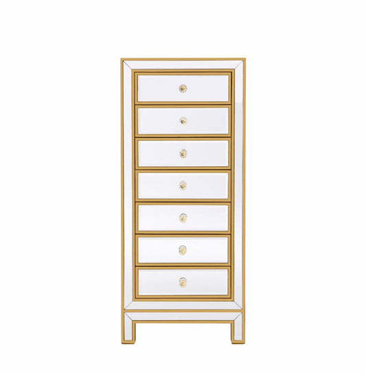 Elegant Furniture & Lighting - Reflexion Lingerie Chest 7 drawers 18in. W x 15in. D x 42in. H in gold - MF72047G veiw 1