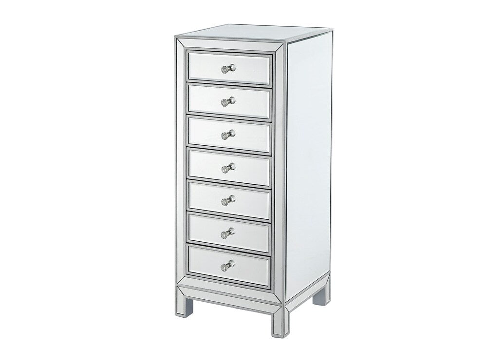 Elegant Furniture & Lighting - Reflexion Lingerie Chest 7 drawers 18in. W x 15in. D x 42in. H in antique silver paint - MF72047 veiw 1