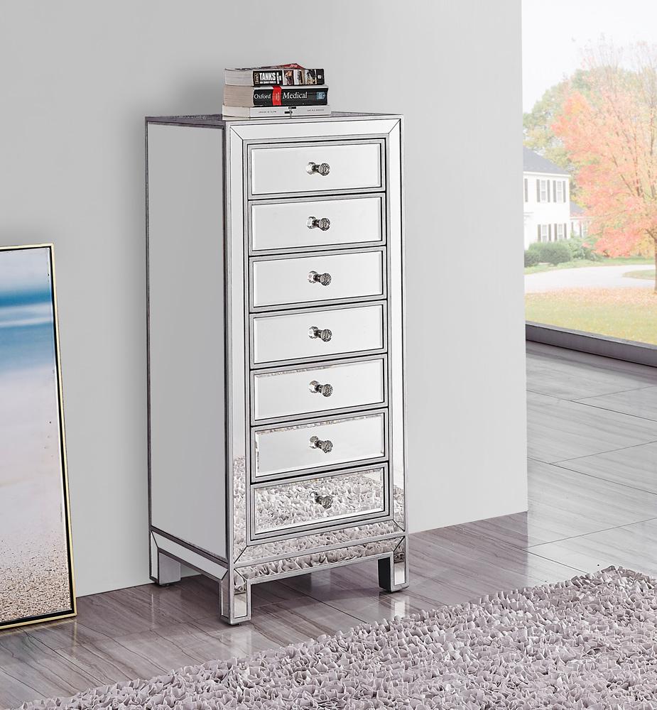 Elegant Furniture & Lighting - Reflexion Lingerie Chest 7 drawers 18in. W x 15in. D x 42in. H in antique silver paint - MF72047 veiw 3