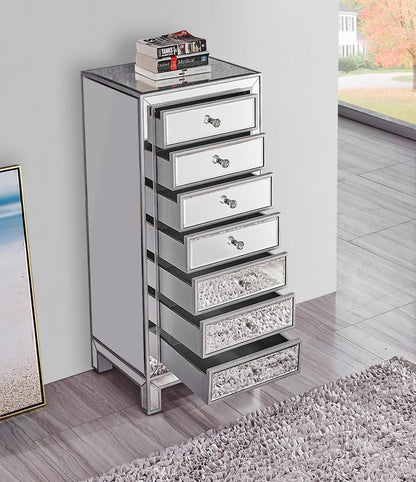 Elegant Furniture & Lighting - Reflexion Lingerie Chest 7 drawers 18in. W x 15in. D x 42in. H in antique silver paint - MF72047 veiw 4