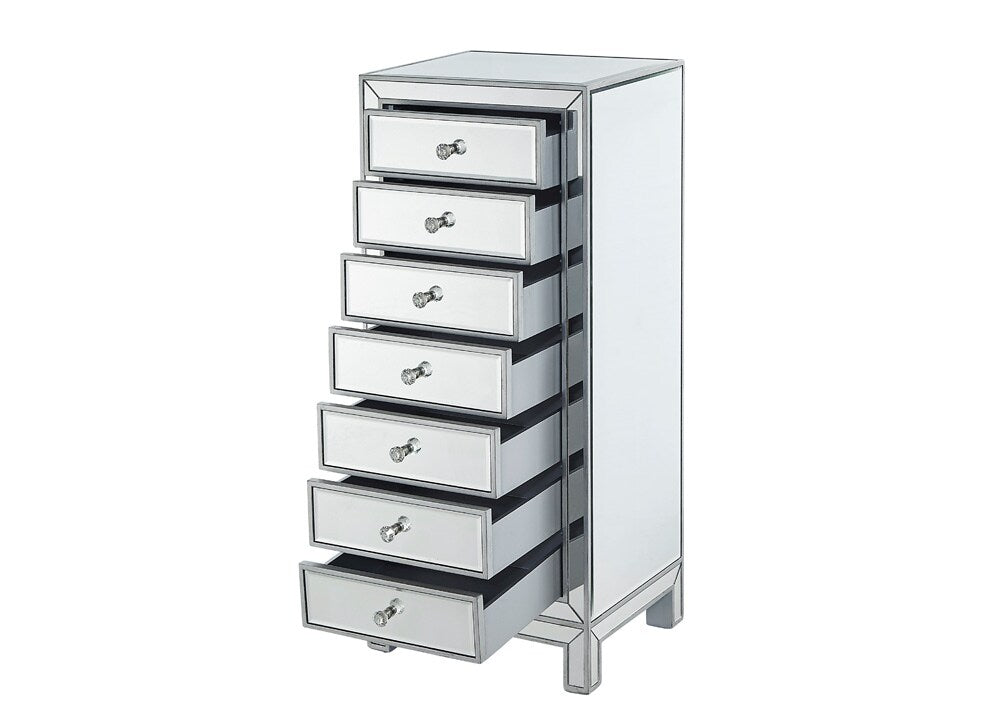 Elegant Furniture & Lighting - Reflexion Lingerie Chest 7 drawers 18in. W x 15in. D x 42in. H in antique silver paint - MF72047 veiw 5