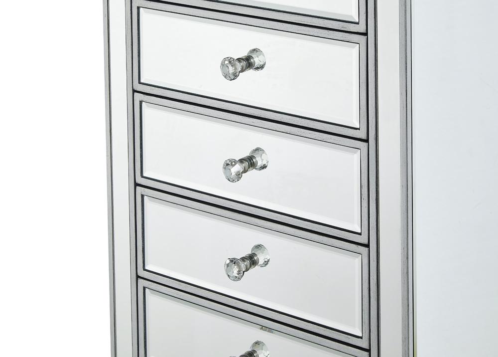Elegant Furniture & Lighting - Reflexion Lingerie Chest 7 drawers 18in. W x 15in. D x 42in. H in antique silver paint - MF72047 veiw 7