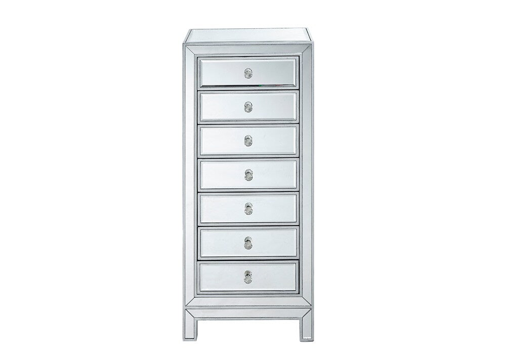 Elegant Furniture & Lighting - Reflexion Lingerie Chest 7 drawers 18in. W x 15in. D x 42in. H in antique silver paint - MF72047 veiw 9
