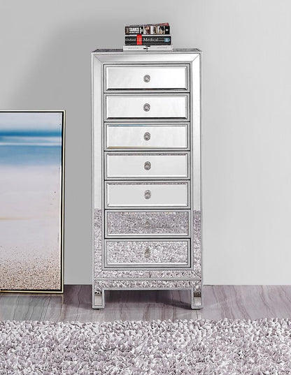 Elegant Furniture & Lighting - Reflexion Lingerie Chest 7 drawers 18in. W x 15in. D x 42in. H in antique silver paint - MF72047 veiw 12