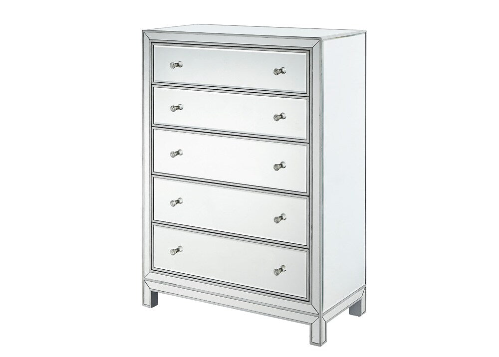 Elegant Furniture & Lighting - Reflexion Chest 5 drawers 34in. W x 16in. D x 48in. H in antique silver paint - MF72026 veiw 1