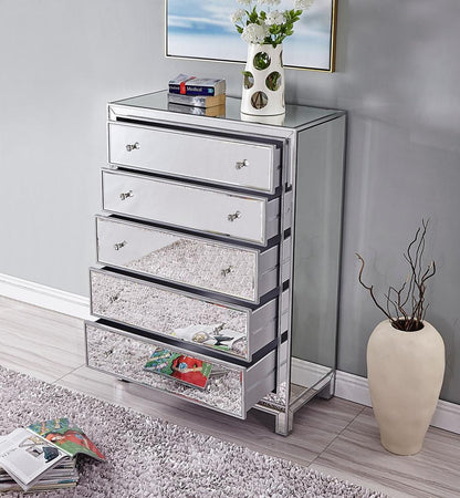 Elegant Furniture & Lighting - Reflexion Chest 5 drawers 34in. W x 16in. D x 48in. H in antique silver paint - MF72026 veiw 3