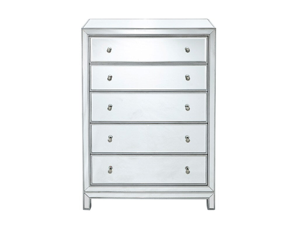 Elegant Furniture & Lighting - Reflexion Chest 5 drawers 34in. W x 16in. D x 48in. H in antique silver paint - MF72026 veiw 6