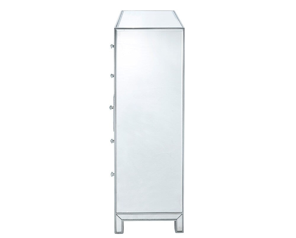 Elegant Furniture & Lighting - Reflexion Chest 5 drawers 34in. W x 16in. D x 48in. H in antique silver paint - MF72026 veiw 7
