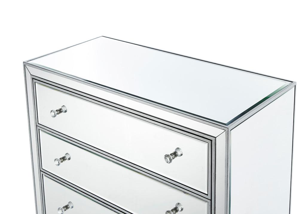 Elegant Furniture & Lighting - Reflexion Chest 5 drawers 34in. W x 16in. D x 48in. H in antique silver paint - MF72026 veiw 11