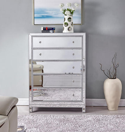 Elegant Furniture & Lighting - Reflexion Chest 5 drawers 34in. W x 16in. D x 48in. H in antique silver paint - MF72026 veiw 13
