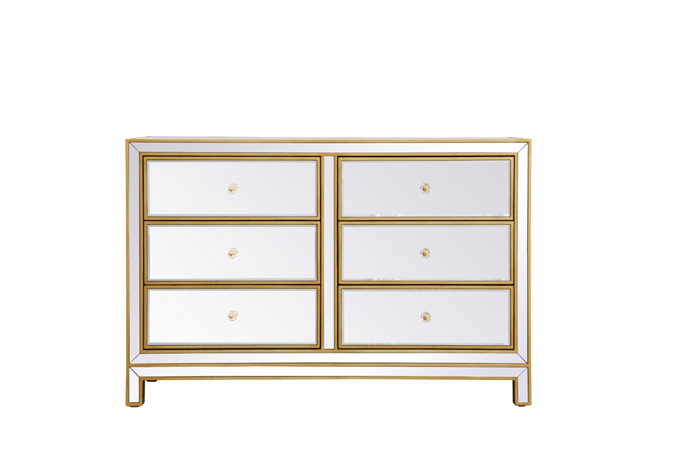 Elegant Furniture & Lighting - Reflexion Cabinet 6 drawers 48in. W x 18in. Din. x 32in. H in gold - MF72017G veiw 1