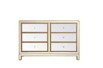 Elegant Furniture & Lighting - Reflexion Cabinet 6 drawers 48in. W x 18in. Din. x 32in. H in gold - MF72017G veiw 1