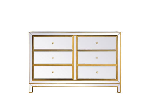 Elegant Furniture & Lighting - Reflexion Cabinet 6 drawers 48in. W x 18in. Din. x 32in. H in gold - MF72017G veiw 1