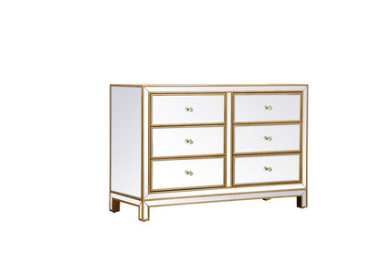 Elegant Furniture & Lighting - Reflexion Cabinet 6 drawers 48in. W x 18in. Din. x 32in. H in gold - MF72017G veiw 5