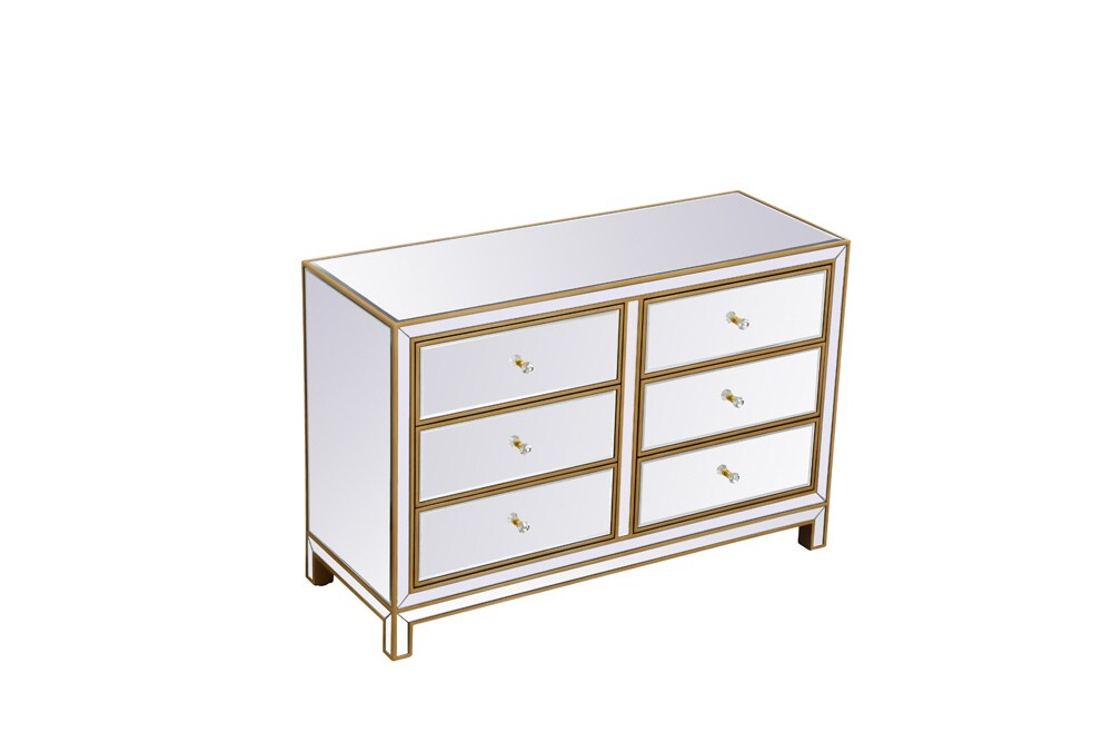 Elegant Furniture & Lighting - Reflexion Cabinet 6 drawers 48in. W x 18in. Din. x 32in. H in gold - MF72017G veiw 6