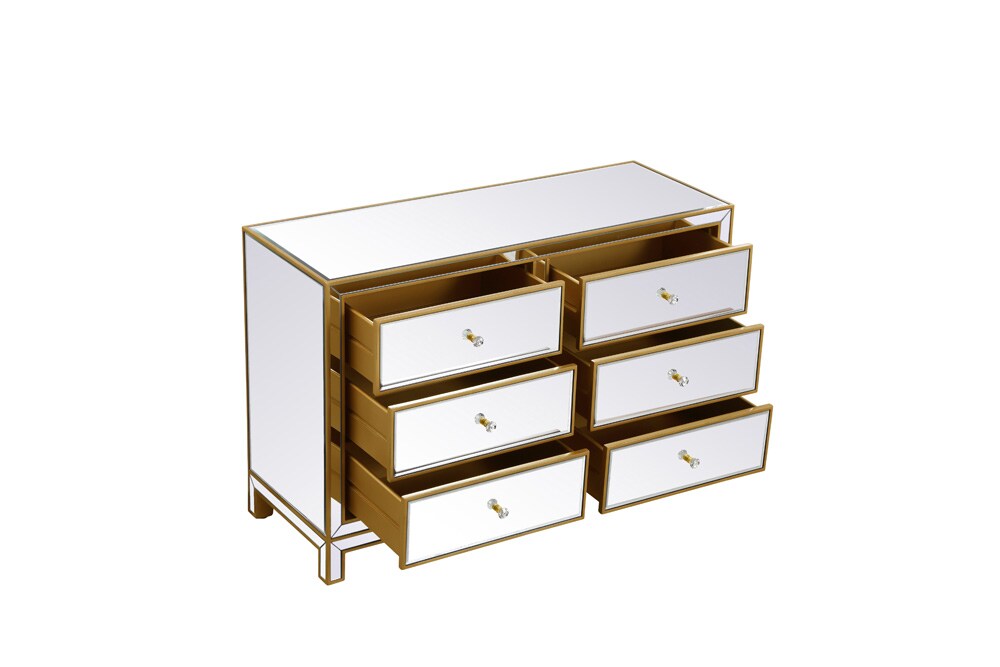 Elegant Furniture & Lighting - Reflexion Cabinet 6 drawers 48in. W x 18in. Din. x 32in. H in gold - MF72017G veiw 7