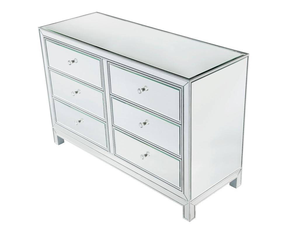 Elegant Furniture & Lighting - Reflexion Dresser 6 drawers 48in. W x 18in. Din. x 32in. H in antique silver paint - MF72017 veiw 1