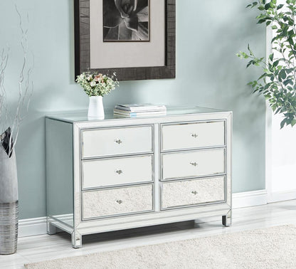 Elegant Furniture & Lighting - Reflexion Dresser 6 drawers 48in. W x 18in. Din. x 32in. H in antique silver paint - MF72017 veiw 2