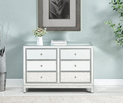 Elegant Furniture & Lighting - Reflexion Dresser 6 drawers 48in. W x 18in. Din. x 32in. H in antique silver paint - MF72017 veiw 3