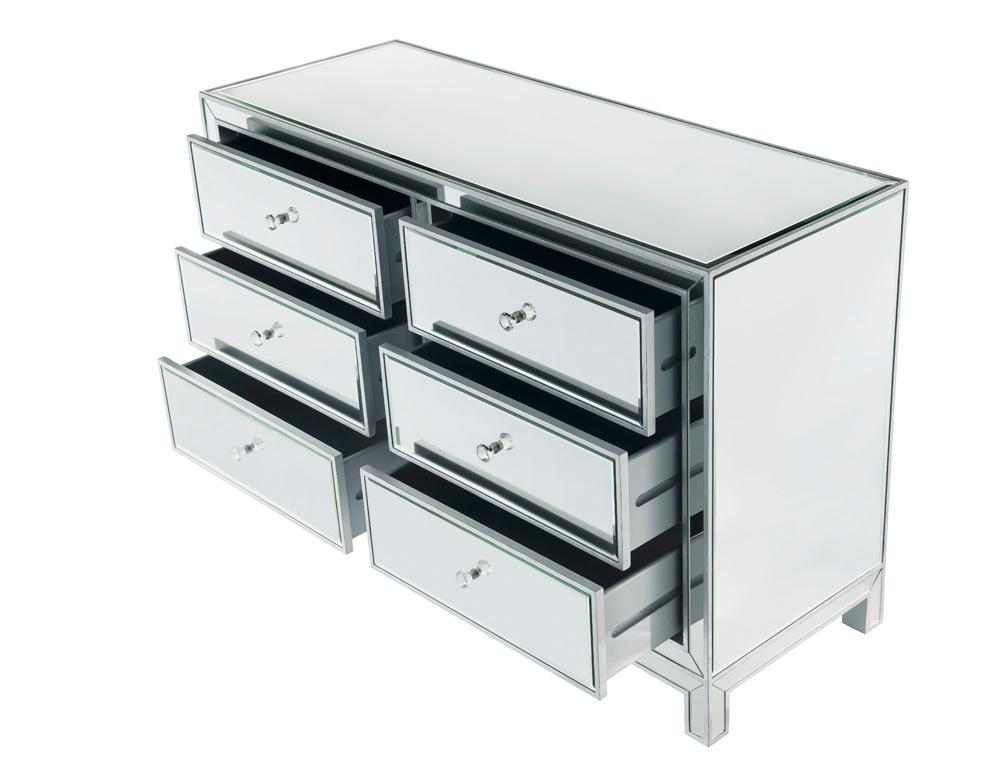 Elegant Furniture & Lighting - Reflexion Dresser 6 drawers 48in. W x 18in. Din. x 32in. H in antique silver paint - MF72017 veiw 5