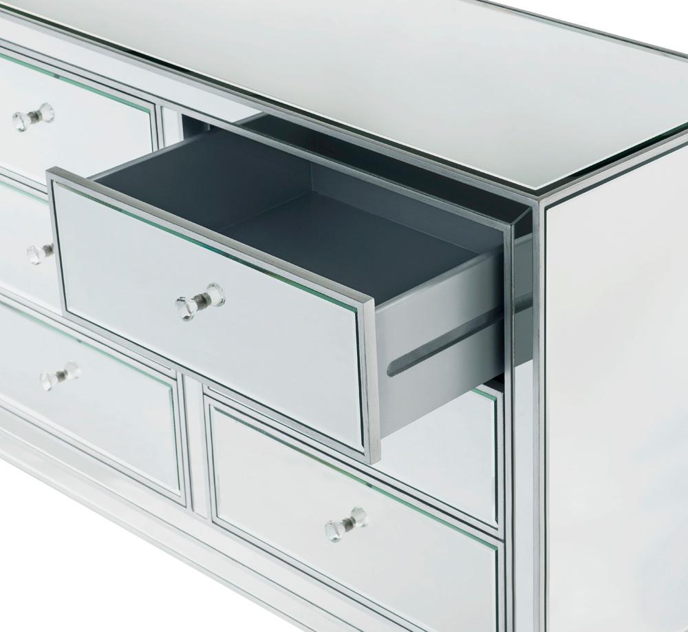 Elegant Furniture & Lighting - Reflexion Dresser 6 drawers 48in. W x 18in. Din. x 32in. H in antique silver paint - MF72017 veiw 6