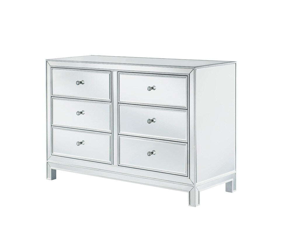 Elegant Furniture & Lighting - Reflexion Dresser 6 drawers 48in. W x 18in. Din. x 32in. H in antique silver paint - MF72017 veiw 9