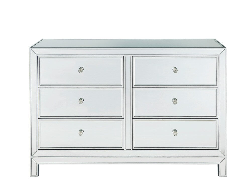 Elegant Furniture & Lighting - Reflexion Dresser 6 drawers 48in. W x 18in. Din. x 32in. H in antique silver paint - MF72017 veiw 11