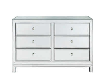 Elegant Furniture & Lighting - Reflexion Dresser 6 drawers 48in. W x 18in. Din. x 32in. H in antique silver paint - MF72017 veiw 11