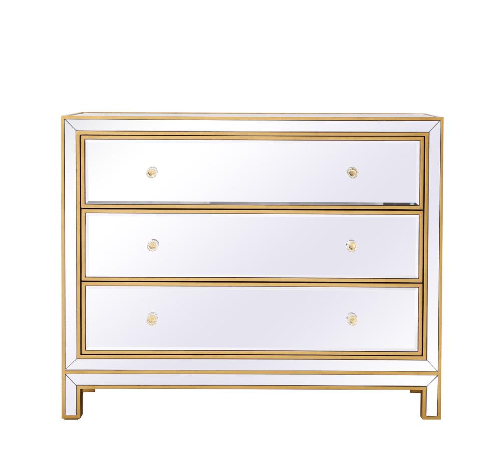 Elegant Furniture & Lighting - Reflexion Chest 3 drawers 40in. W x 16in. D x 32in. H in gold - MF72019G veiw 1
