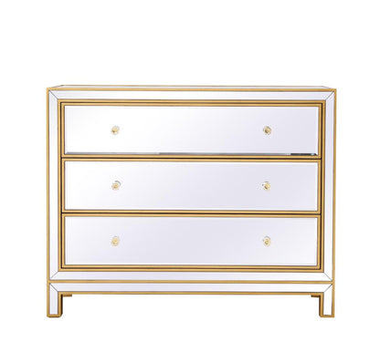 Elegant Furniture & Lighting - Reflexion Chest 3 drawers 40in. W x 16in. D x 32in. H in gold - MF72019G veiw 1