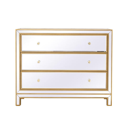 Elegant Furniture & Lighting - Reflexion Chest 3 drawers 40in. W x 16in. D x 32in. H in gold - MF72019G veiw 1
