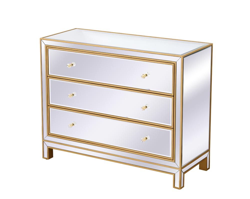 Elegant Furniture & Lighting - Reflexion Chest 3 drawers 40in. W x 16in. D x 32in. H in gold - MF72019G veiw 6