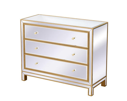 Elegant Furniture & Lighting - Reflexion Chest 3 drawers 40in. W x 16in. D x 32in. H in gold - MF72019G veiw 6