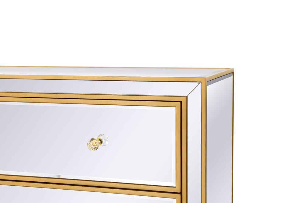 Elegant Furniture & Lighting - Reflexion Chest 3 drawers 40in. W x 16in. D x 32in. H in gold - MF72019G veiw 8