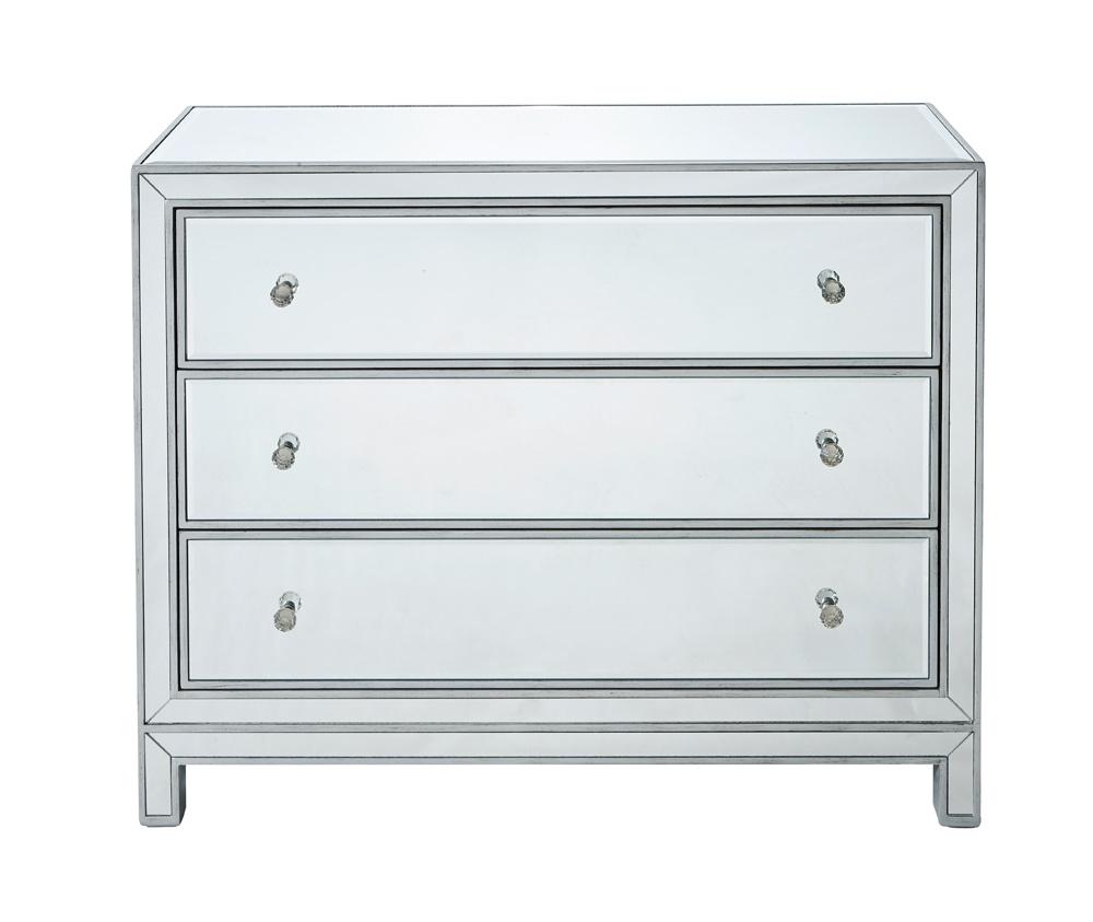 Elegant Furniture & Lighting - Reflexion Chest 3 drawers 40in. W x 16in. D x 32in. H in antique silver paint - MF72019 veiw 1