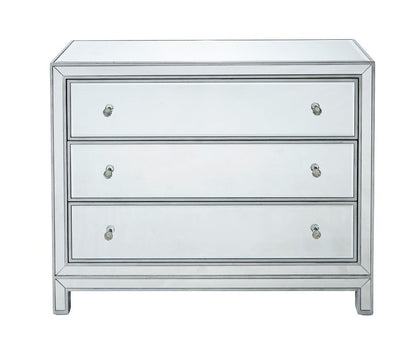 Elegant Furniture & Lighting - Reflexion Chest 3 drawers 40in. W x 16in. D x 32in. H in antique silver paint - MF72019 veiw 1