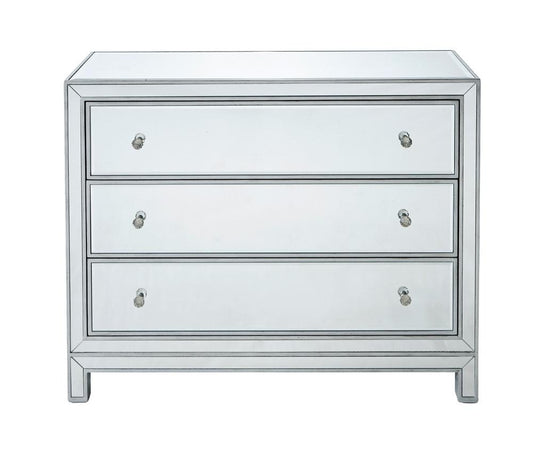 Elegant Furniture & Lighting - Reflexion Chest 3 drawers 40in. W x 16in. D x 32in. H in antique silver paint - MF72019 veiw 1