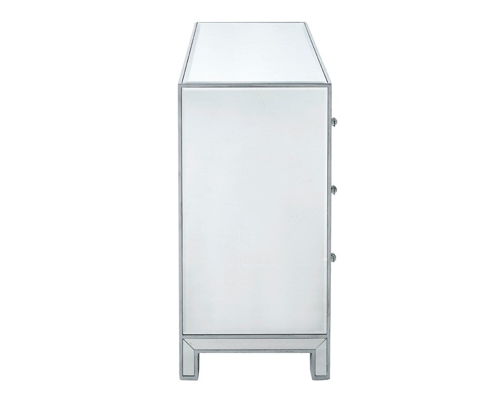 Elegant Furniture & Lighting - Reflexion Chest 3 drawers 40in. W x 16in. D x 32in. H in antique silver paint - MF72019 veiw 4