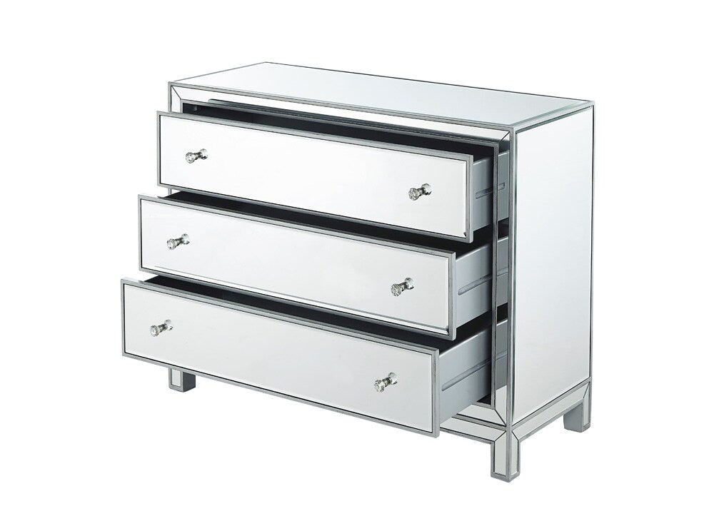 Elegant Furniture & Lighting - Reflexion Chest 3 drawers 40in. W x 16in. D x 32in. H in antique silver paint - MF72019 veiw 6