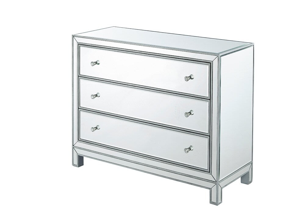 Elegant Furniture & Lighting - Reflexion Chest 3 drawers 40in. W x 16in. D x 32in. H in antique silver paint - MF72019 veiw 7