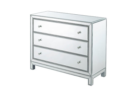 Elegant Furniture & Lighting - Reflexion Chest 3 drawers 40in. W x 16in. D x 32in. H in antique silver paint - MF72019 veiw 7