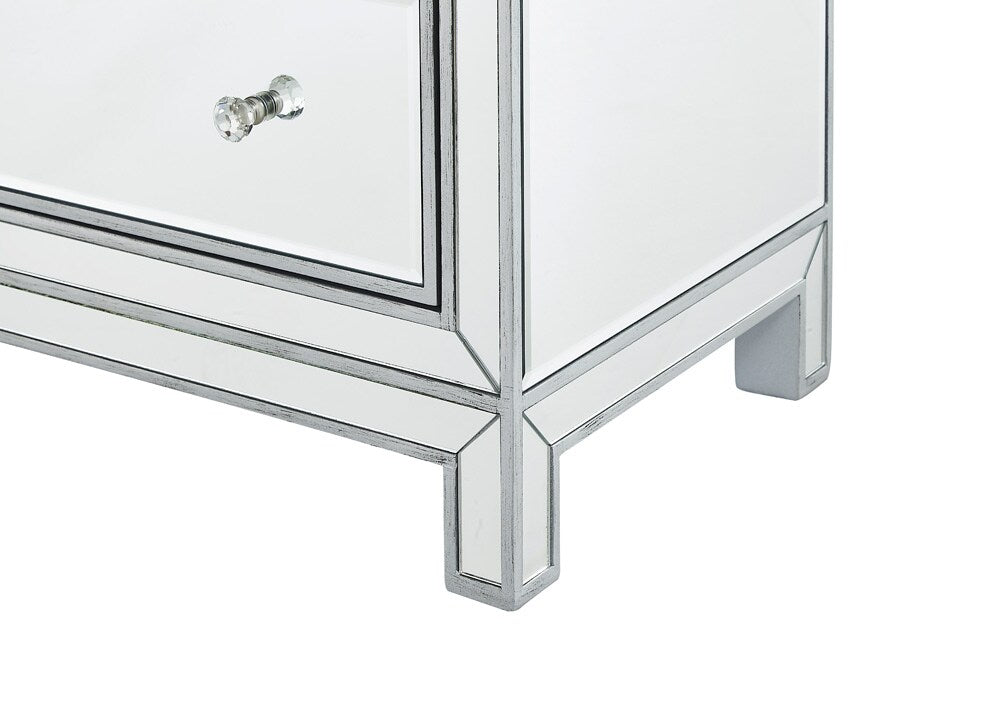 Elegant Furniture & Lighting - Reflexion Chest 3 drawers 40in. W x 16in. D x 32in. H in antique silver paint - MF72019 veiw 9