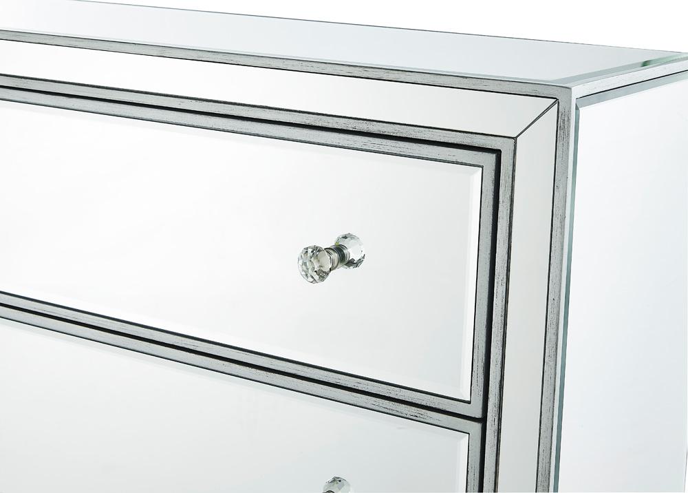 Elegant Furniture & Lighting - Reflexion Chest 3 drawers 40in. W x 16in. D x 32in. H in antique silver paint - MF72019 veiw 10