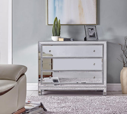 Elegant Furniture & Lighting - Reflexion Chest 3 drawers 40in. W x 16in. D x 32in. H in antique silver paint - MF72019 veiw 11