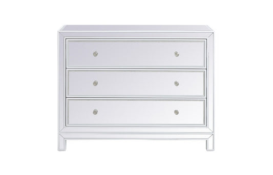 Elegant Furniture & Lighting - Reflexion 40 inch mirrored three drawer cabinet in white - MF72019WH veiw 1
