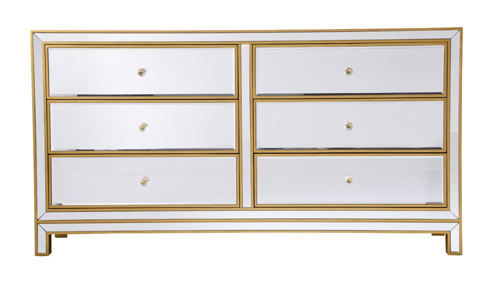 Elegant Furniture & Lighting - Reflexion Cabinet 6 drawers 60in. W x 18in. D x 32in. H in gold - MF72036G veiw 1