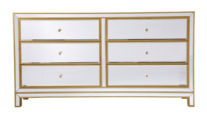 Elegant Furniture & Lighting - Reflexion Cabinet 6 drawers 60in. W x 18in. D x 32in. H in gold - MF72036G veiw 1