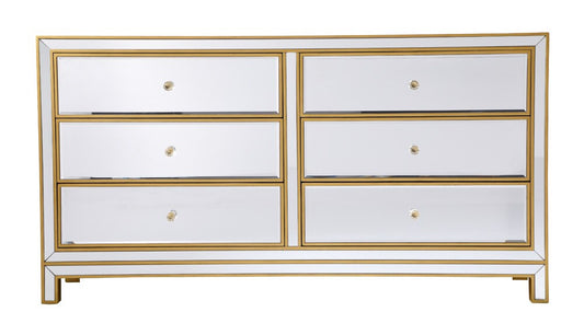 Elegant Furniture & Lighting - Reflexion Cabinet 6 drawers 60in. W x 18in. D x 32in. H in gold - MF72036G veiw 1