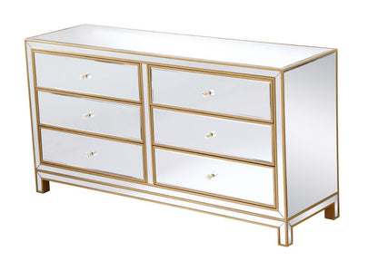 Elegant Furniture & Lighting - Reflexion Cabinet 6 drawers 60in. W x 18in. D x 32in. H in gold - MF72036G veiw 7